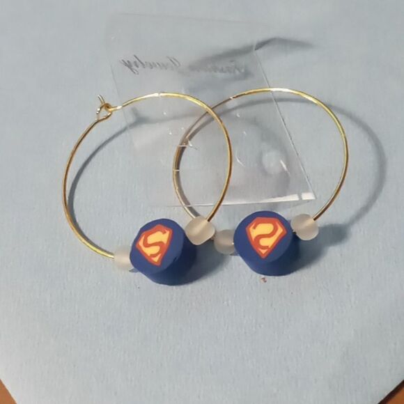 Handmade earrings Superman - Picture 2 of 2